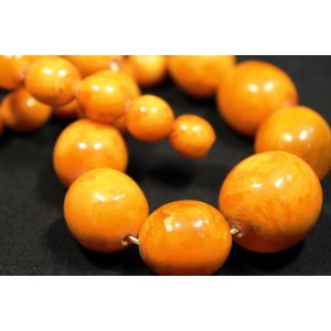 Antique natural baltic amber landscape beads necklace